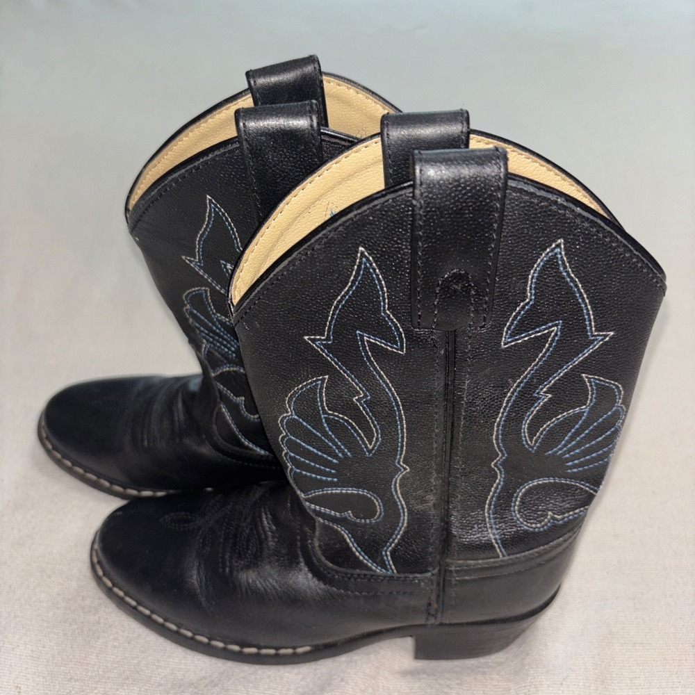 Masterson Boot Company Black Leather Embroided Cowboy Boots RB2001C Size 13Y
